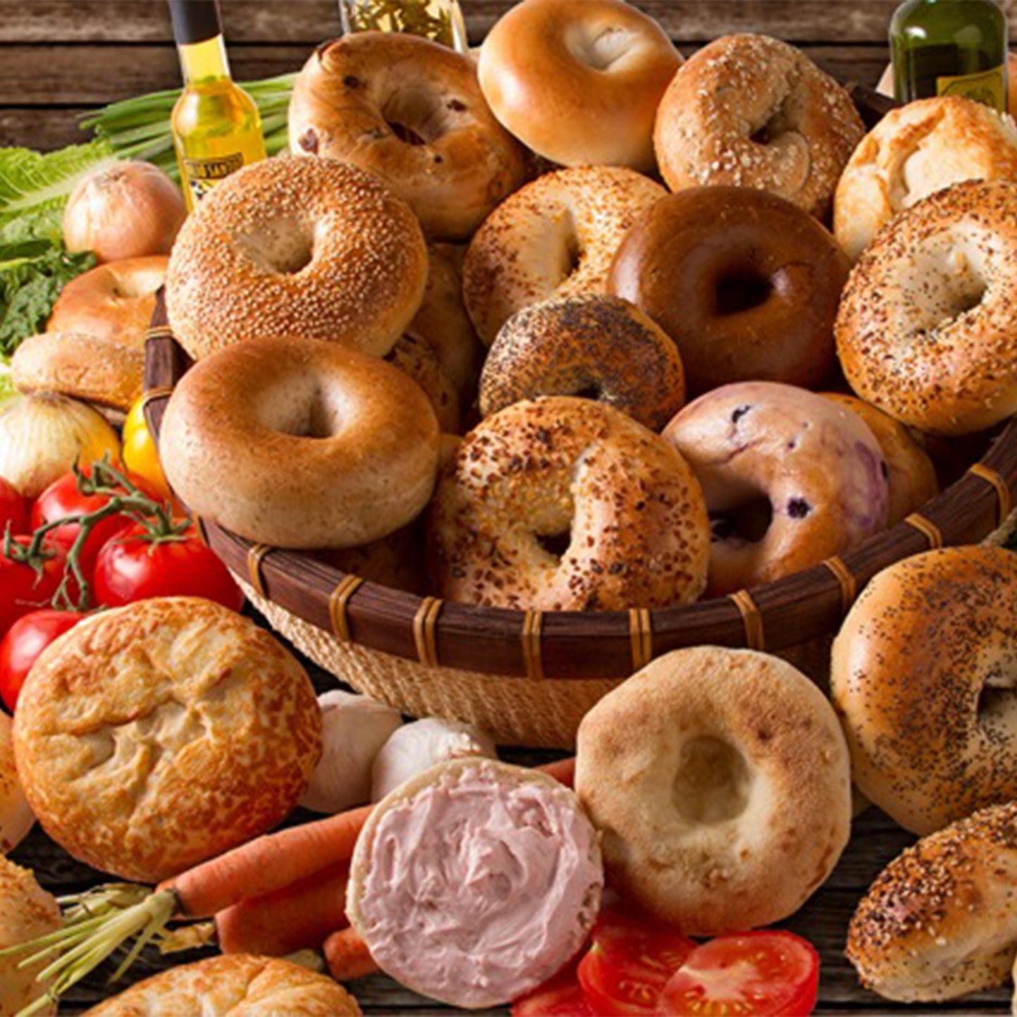 Bread Mini Bagel SFTE 48x40g Sliced Whole Wheat