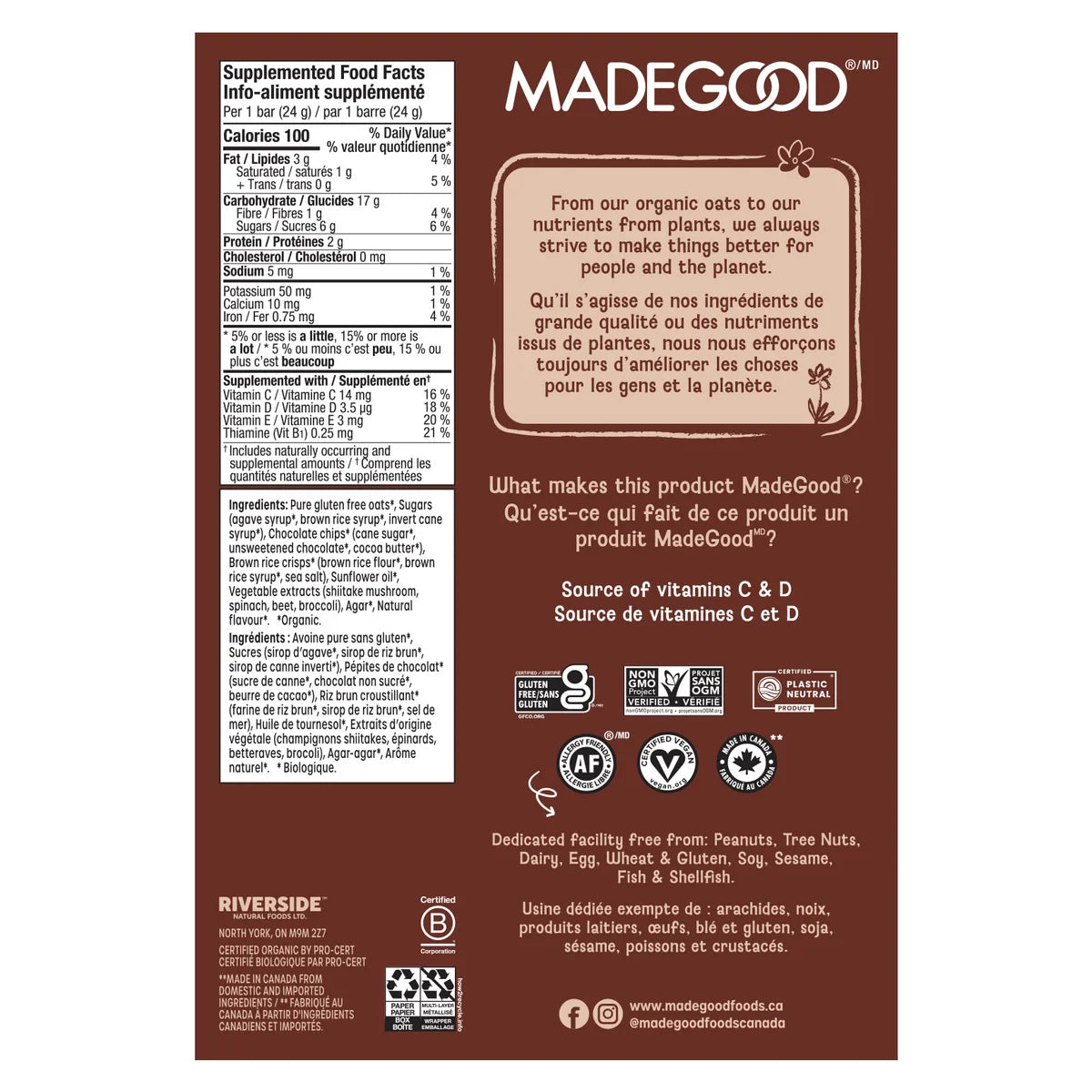 Granola Bar Made Good 30x24g Chocolate Chips