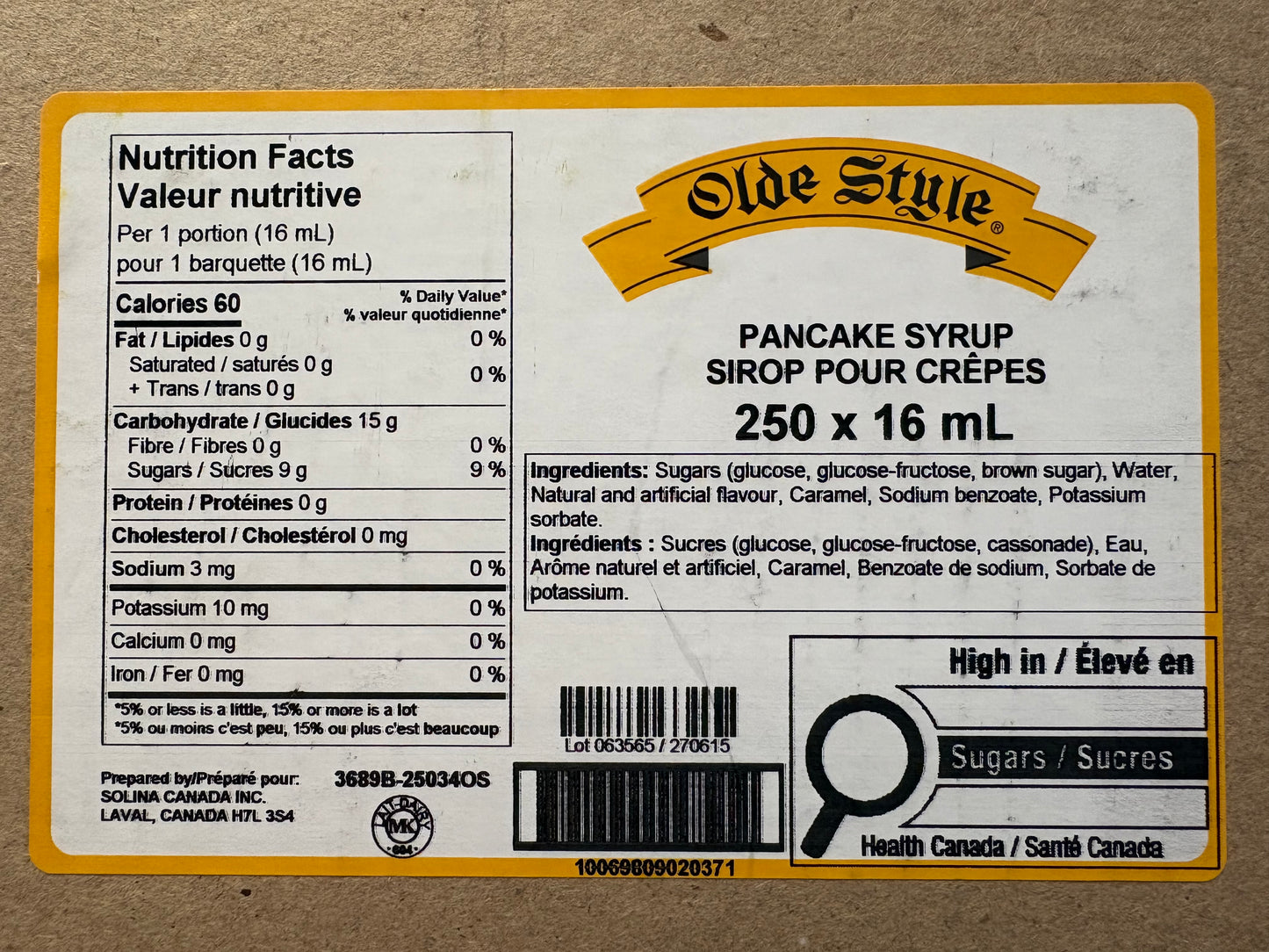 Pancake Syrup Olde Style 250x16ml Original