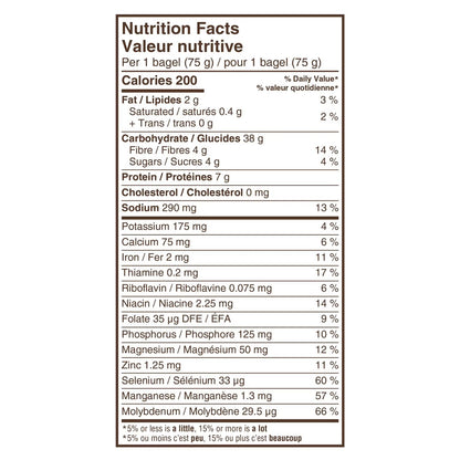 Bagel Dempster's  6x85g Whole Wheat