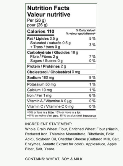 Cheddar Crackers 108x25g Whole Wheat