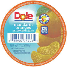 Fruit Bowl Dole 36x107ml Mandarin Orange