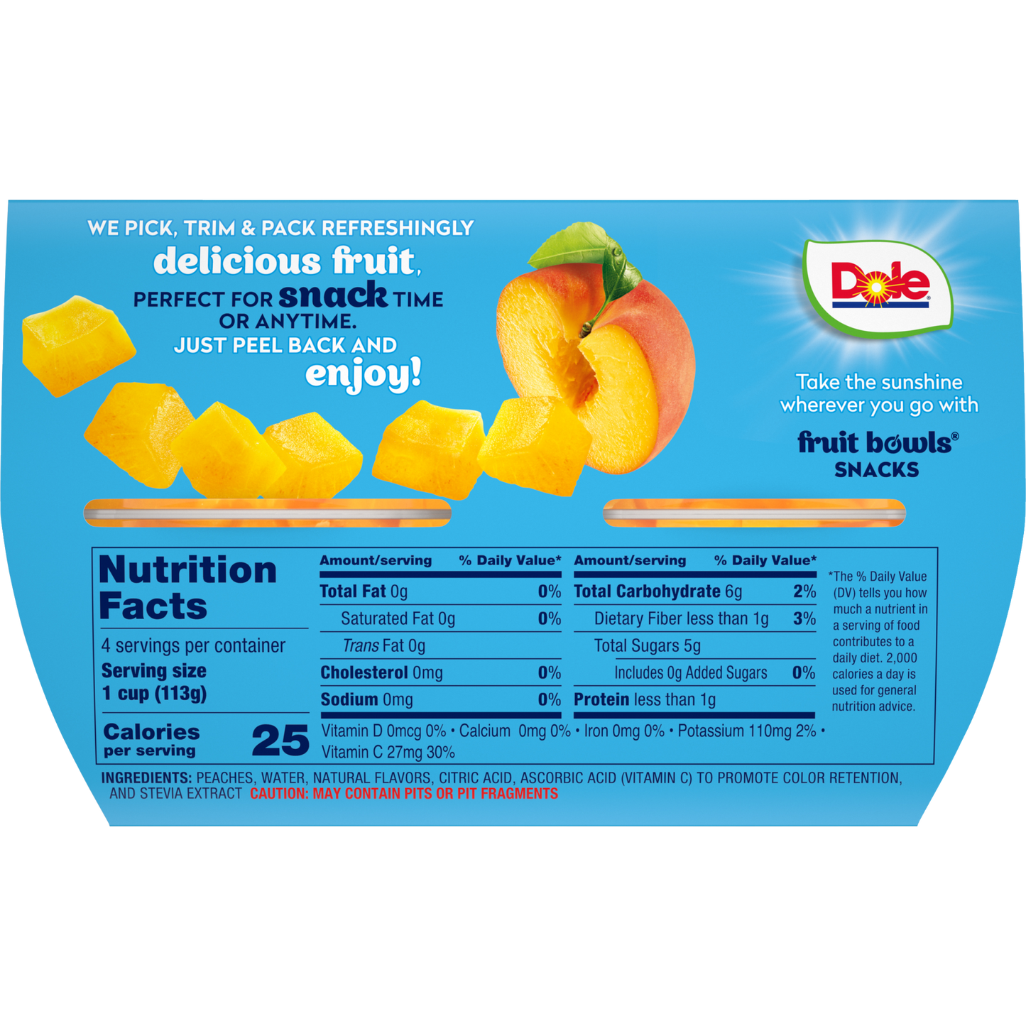 Fruit Bowl Dole 36x107ml Peaches